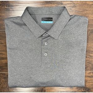 PGA Tour Men's Size XL Long Sleeve Polo Micro Birdseye Print Black Heather NEW